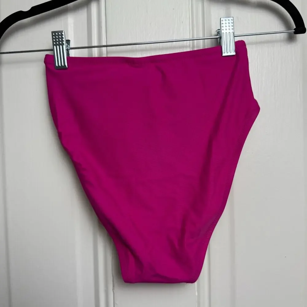 J.Crew Halle Bikini Bottom Womens Fuchsia XXS High Waisted Swimwear NWT
